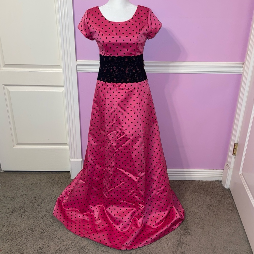 Vintage 90s y2k Jody California goth prom polka dot dress pinup 60s rockabilly